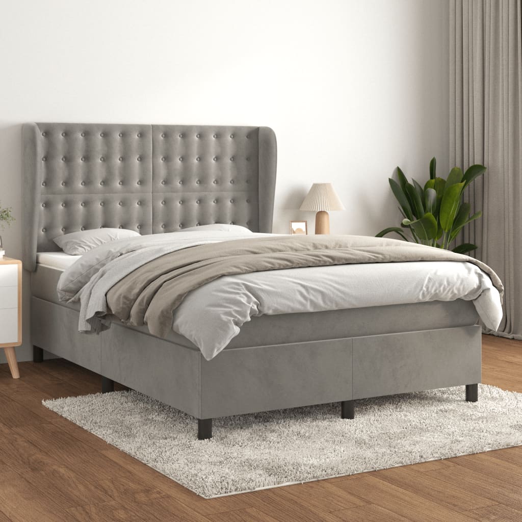 Sommier à lattes de lit et matelas Gris clair 140x200cm Velours - XIOS