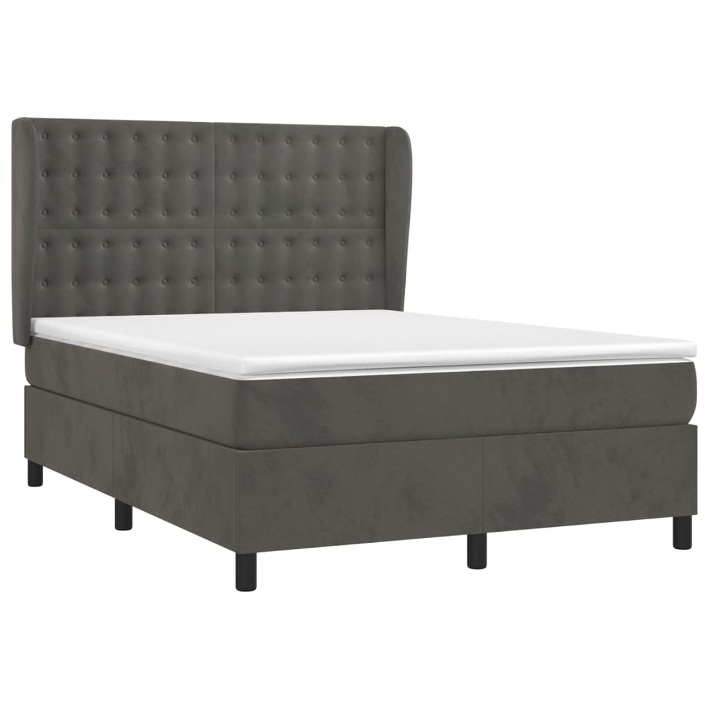 Sommier à lattes de lit et matelas Gris foncé 140x200cm Velours - XIOS
