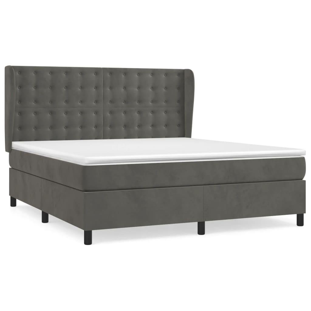 Sommier à lattes de lit et matelas Gris foncé 160x200cm Velours - XIOS