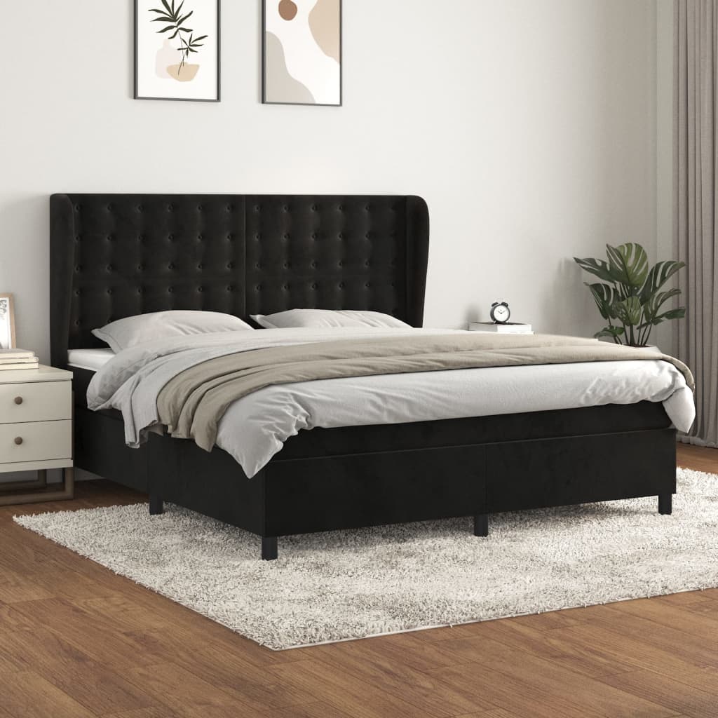 Sommier à lattes de lit et matelas Noir 160x200 cm Velours - XIOS