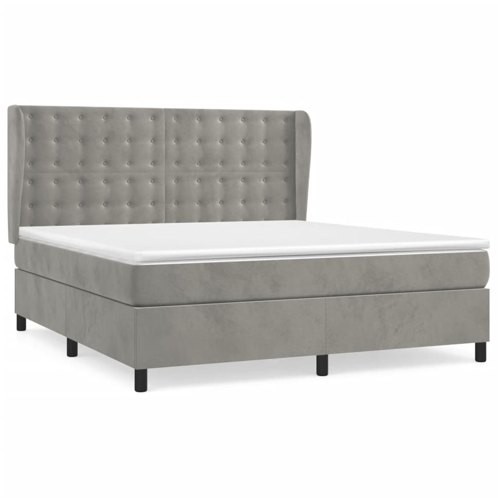 Sommier à lattes de lit et matelas Gris clair 180x200cm Velours - XIOS