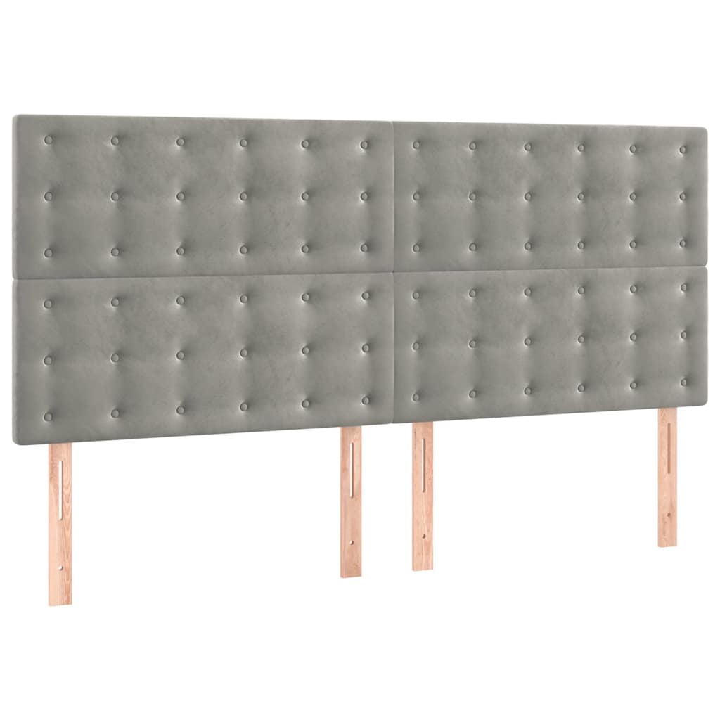Sommier à lattes de lit et matelas Gris clair 180x200cm Velours