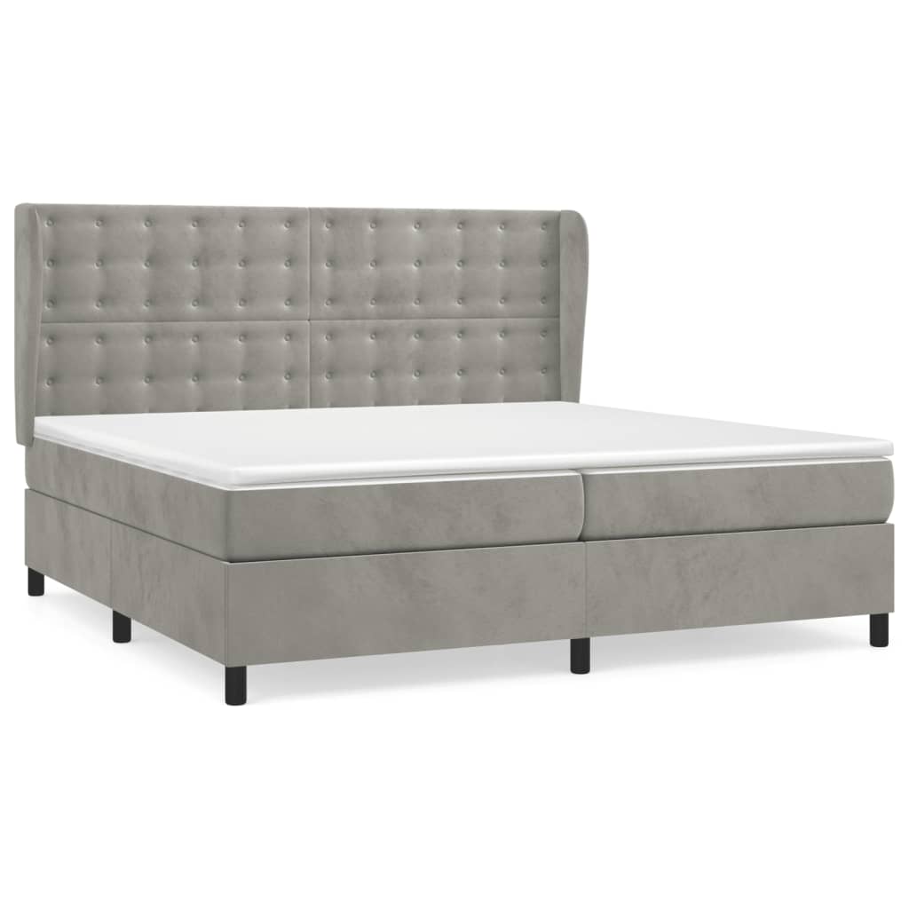 Sommier à lattes de lit et matelas Gris clair 200x200cm Velours - XIOS