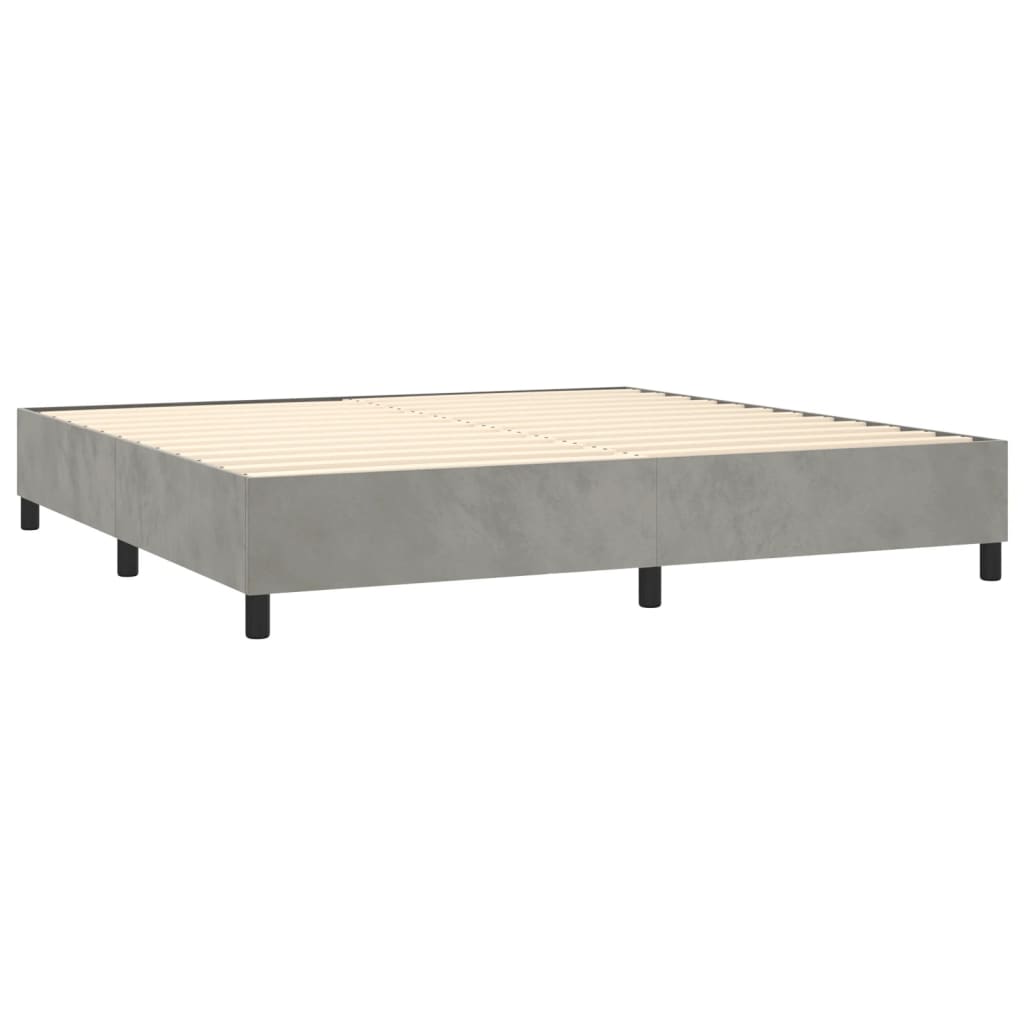 Sommier à lattes de lit et matelas Gris clair 200x200cm Velours - XIOS