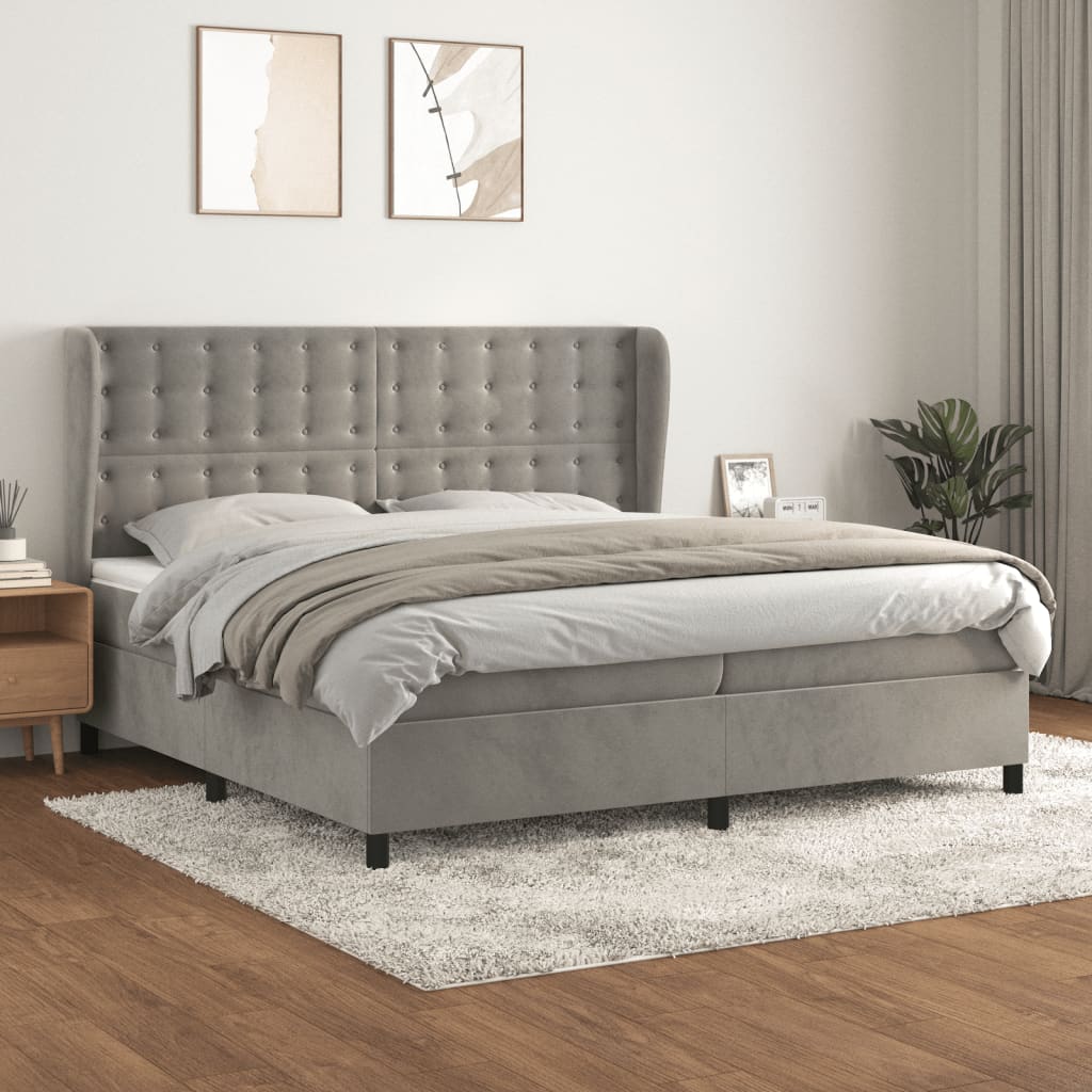 Sommier à lattes de lit et matelas Gris clair 200x200cm Velours - XIOS