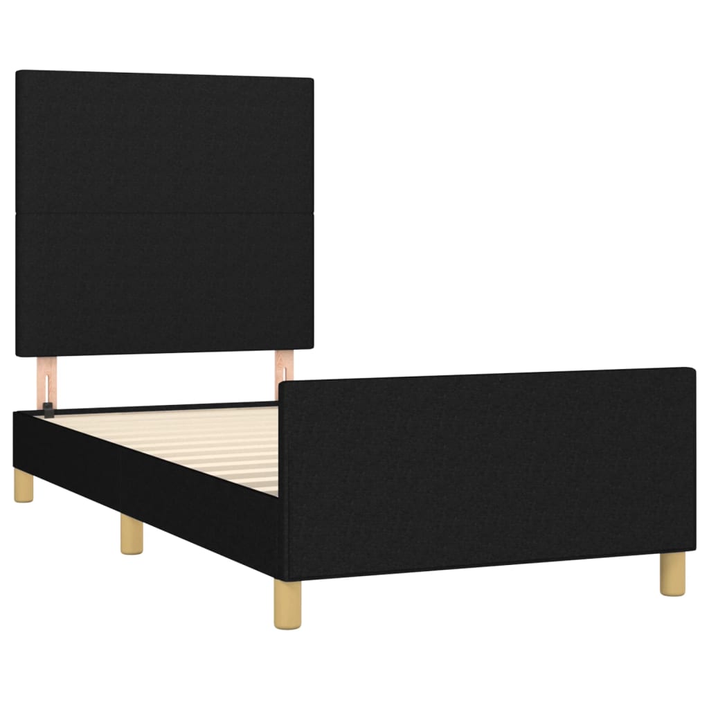 Cadre de lit sans matelas noir 90x190 cm tissu - XIOS