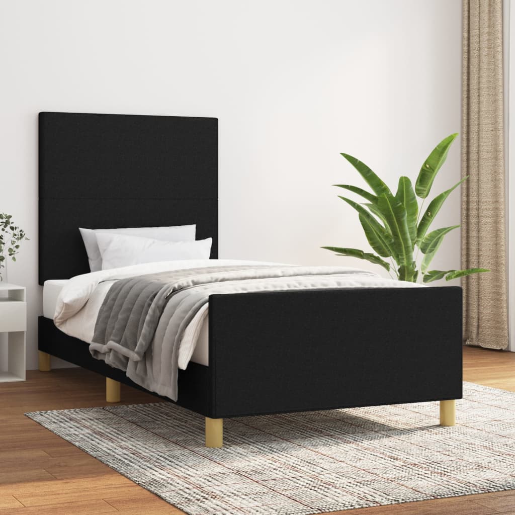 Cadre de lit sans matelas noir 90x190 cm tissu - XIOS