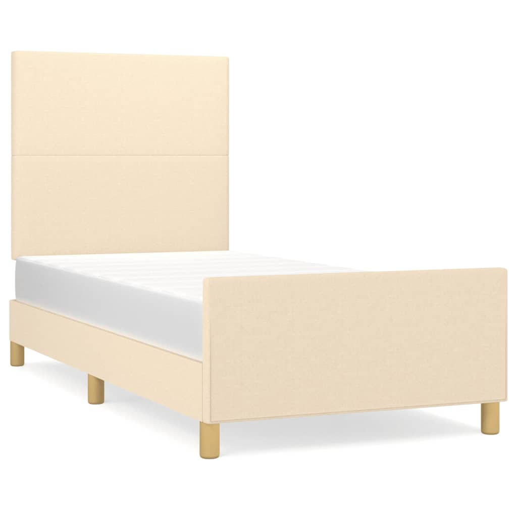 Cadre de lit sans matelas crème 90x190 cm tissu - XIOS