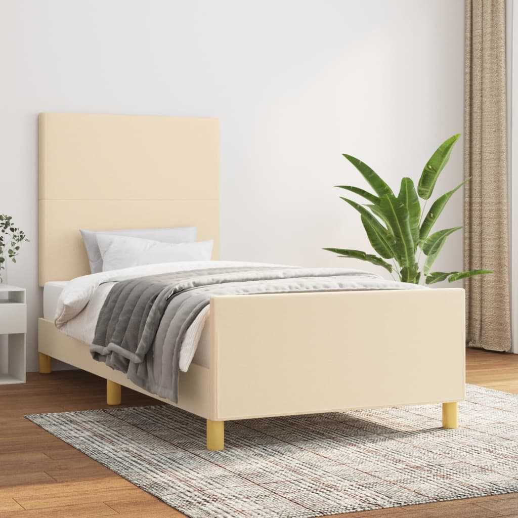 Cadre de lit sans matelas crème 90x190 cm tissu - XIOS