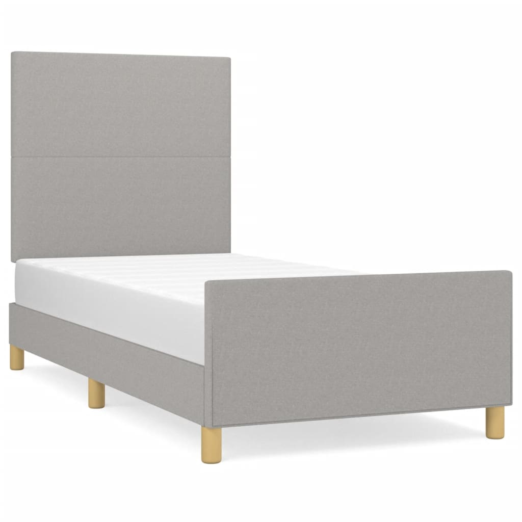 Cadre de lit sans matelas gris clair 90x200 cm tissu - XIOS