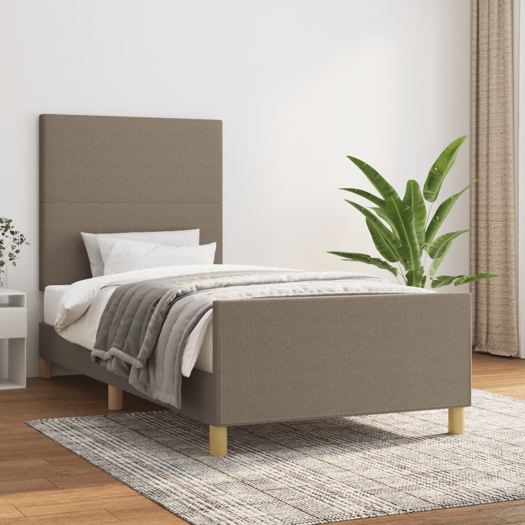 Cadre de lit sans matelas taupe 90x200 cm tissu - XIOS