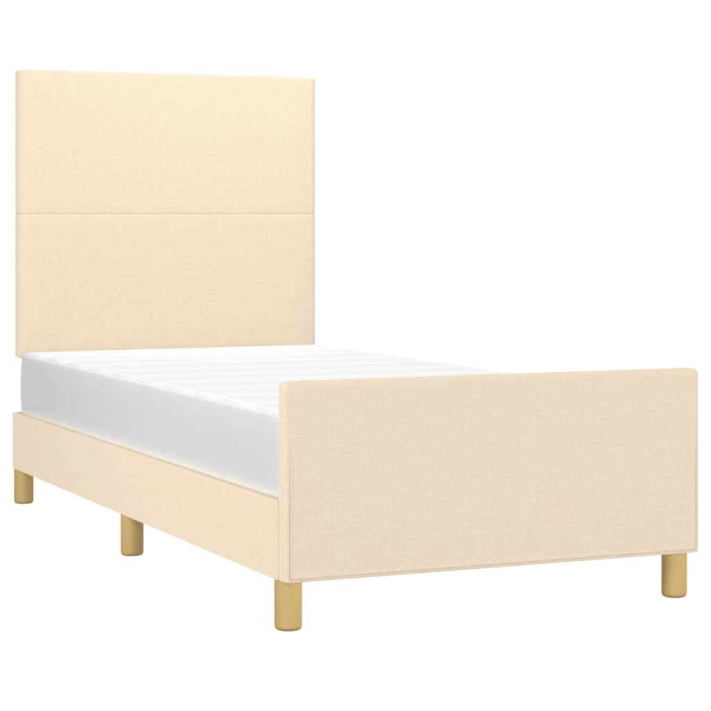Cadre de lit sans matelas crème 90x200 cm tissu - XIOS