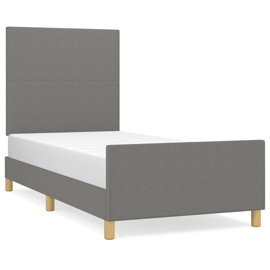 Cadre de lit sans matelas gris foncé 100x200 cm tissu - XIOS