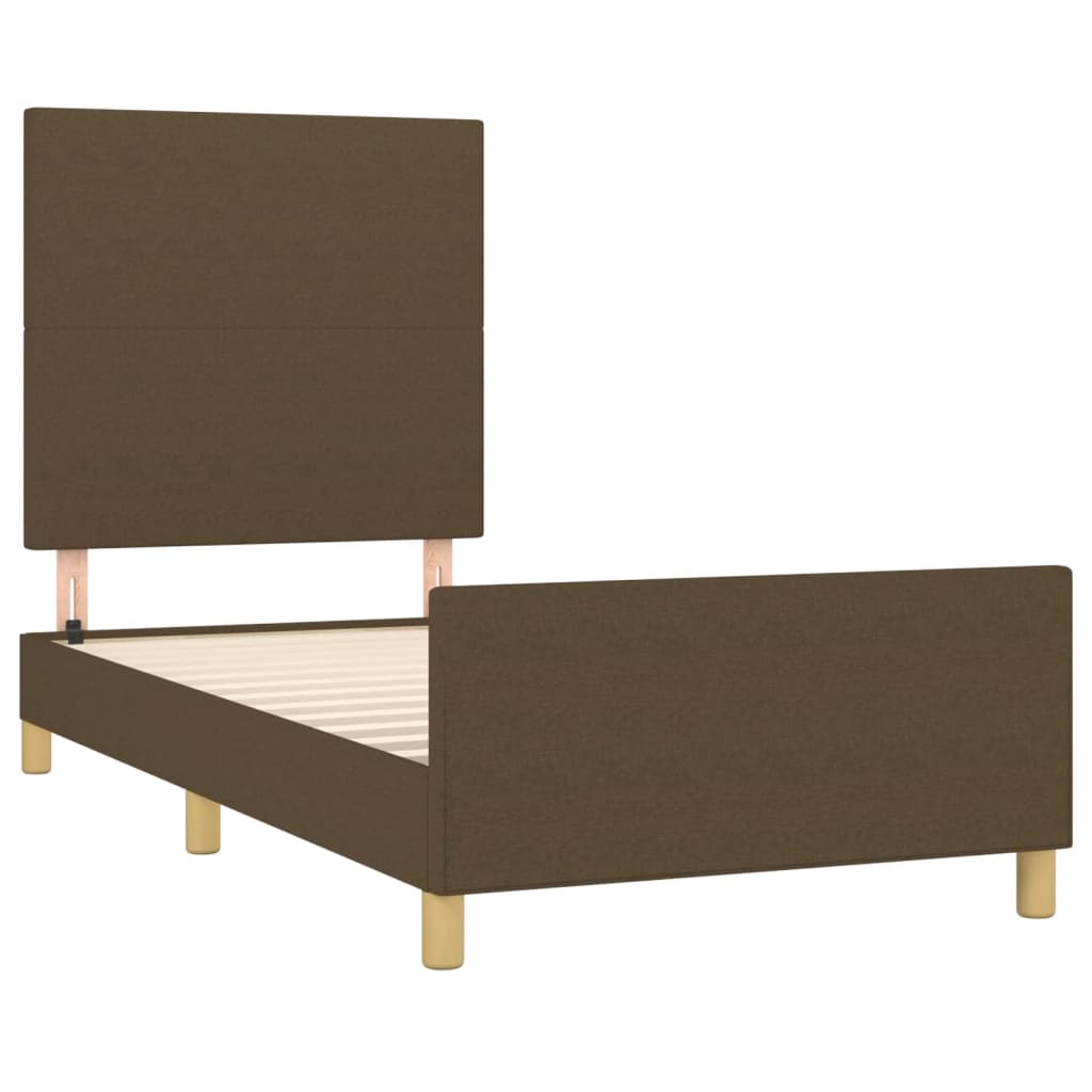 Cadre de lit sans matelas marron foncé 100x200 cm tissu - XIOS