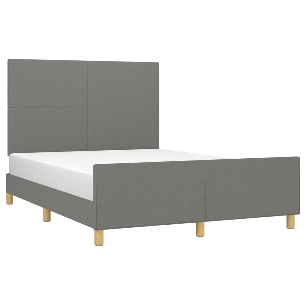 Cadre de lit sans matelas gris foncé 140x190 cm tissu - XIOS