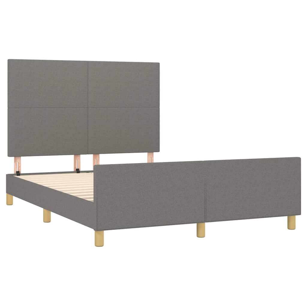 Cadre de lit sans matelas gris foncé 140x190 cm tissu - XIOS