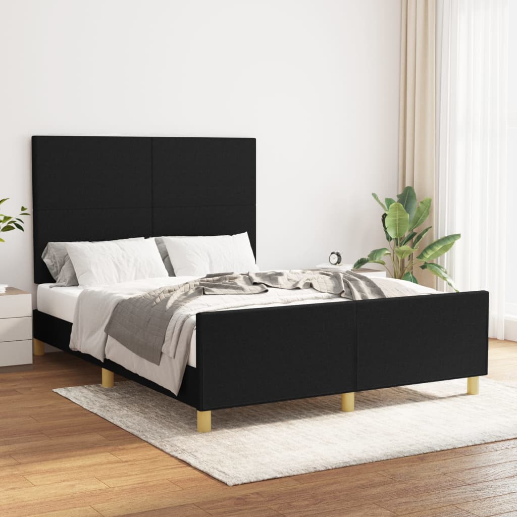 Cadre de lit sans matelas noir 140x190 cm tissu - XIOS