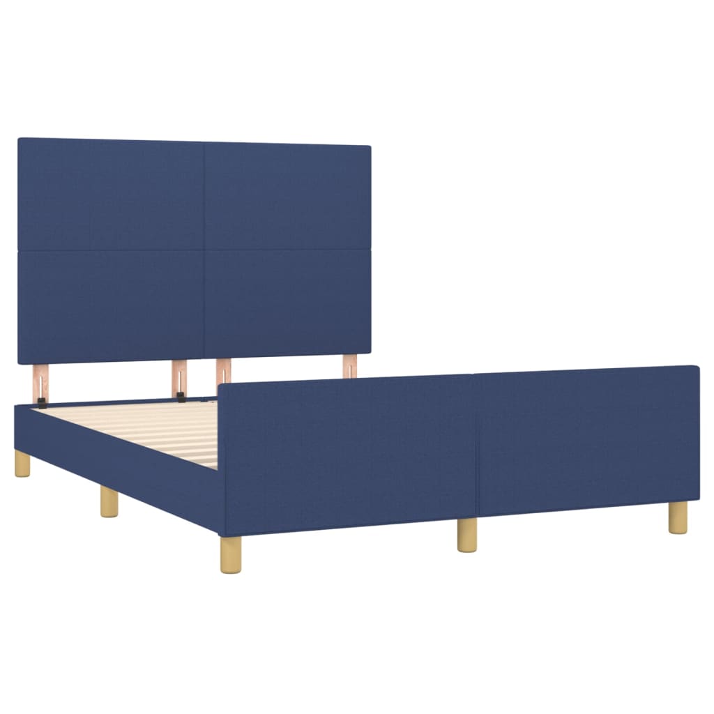 Cadre de lit sans matelas bleu 140x190 cm tissu - XIOS