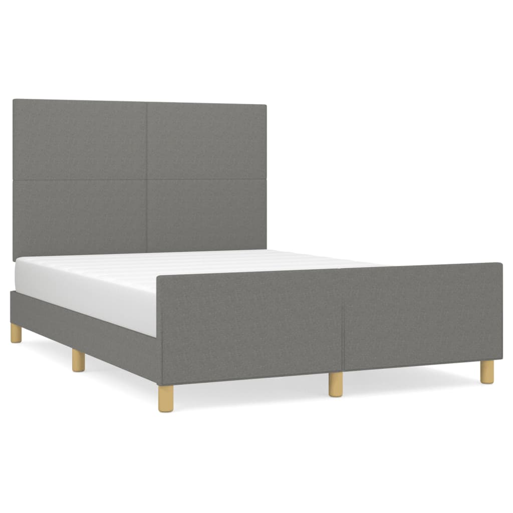 Cadre de lit sans matelas gris foncé 140x200 cm tissu - XIOS
