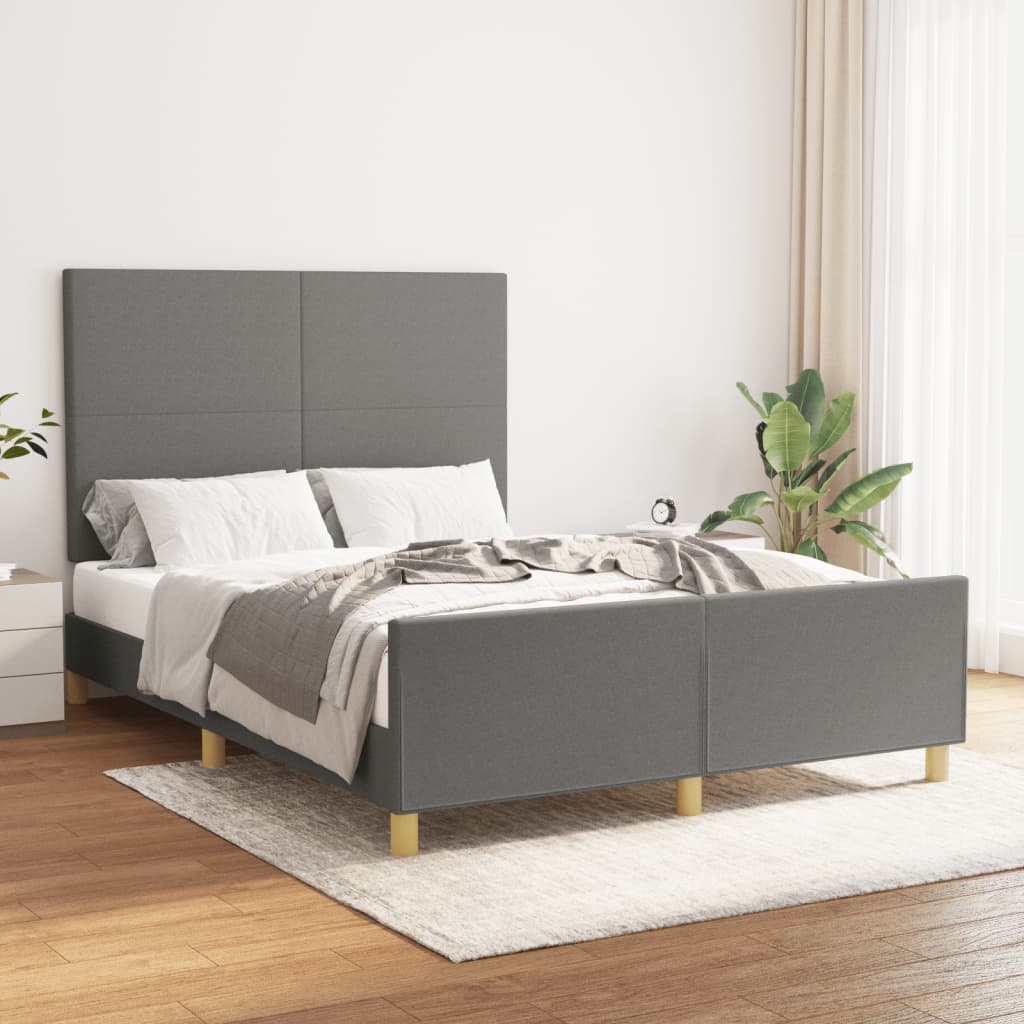 Cadre de lit sans matelas gris foncé 140x200 cm tissu - XIOS