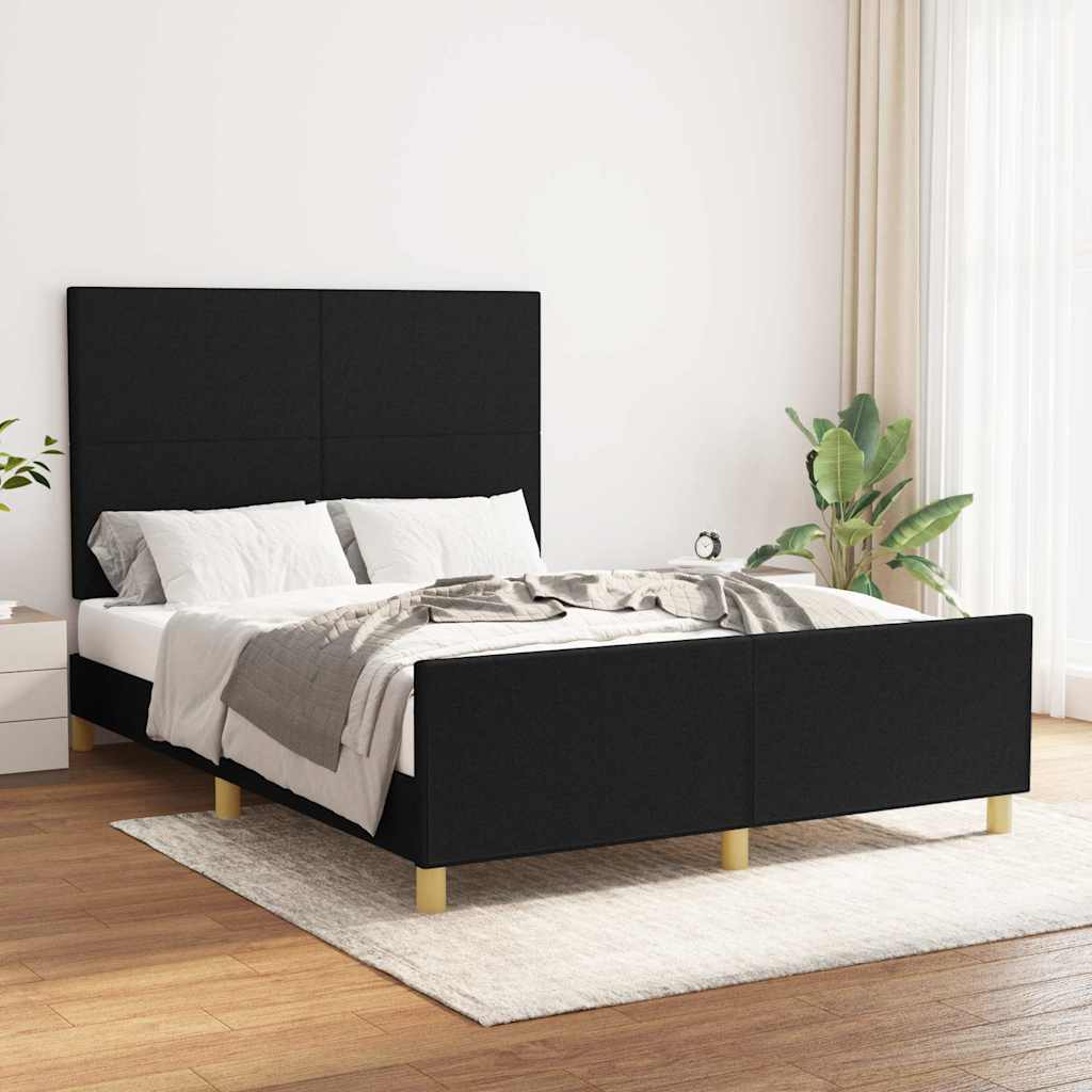 Cadre de lit sans matelas noir 140x200 cm tissu - XIOS