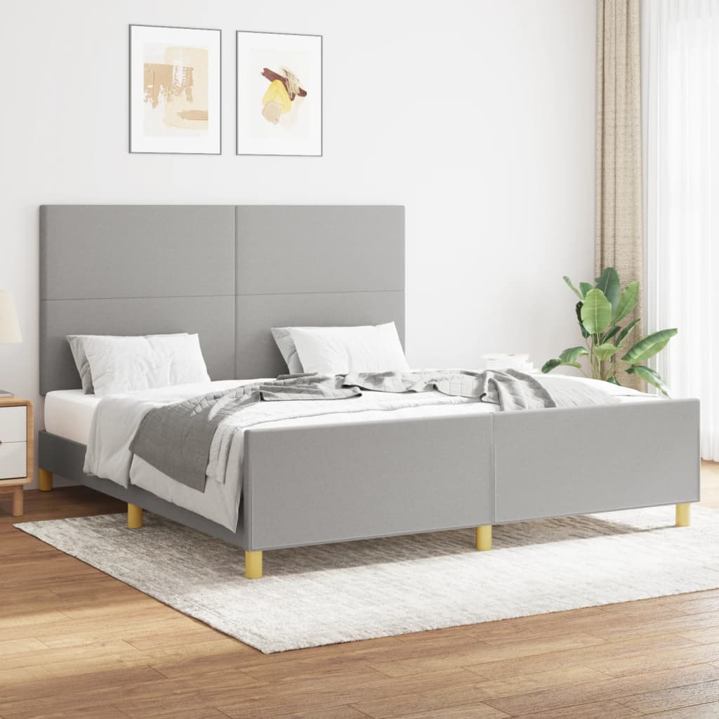Cadre de lit sans matelas gris clair 160x200 cm tissu - XIOS