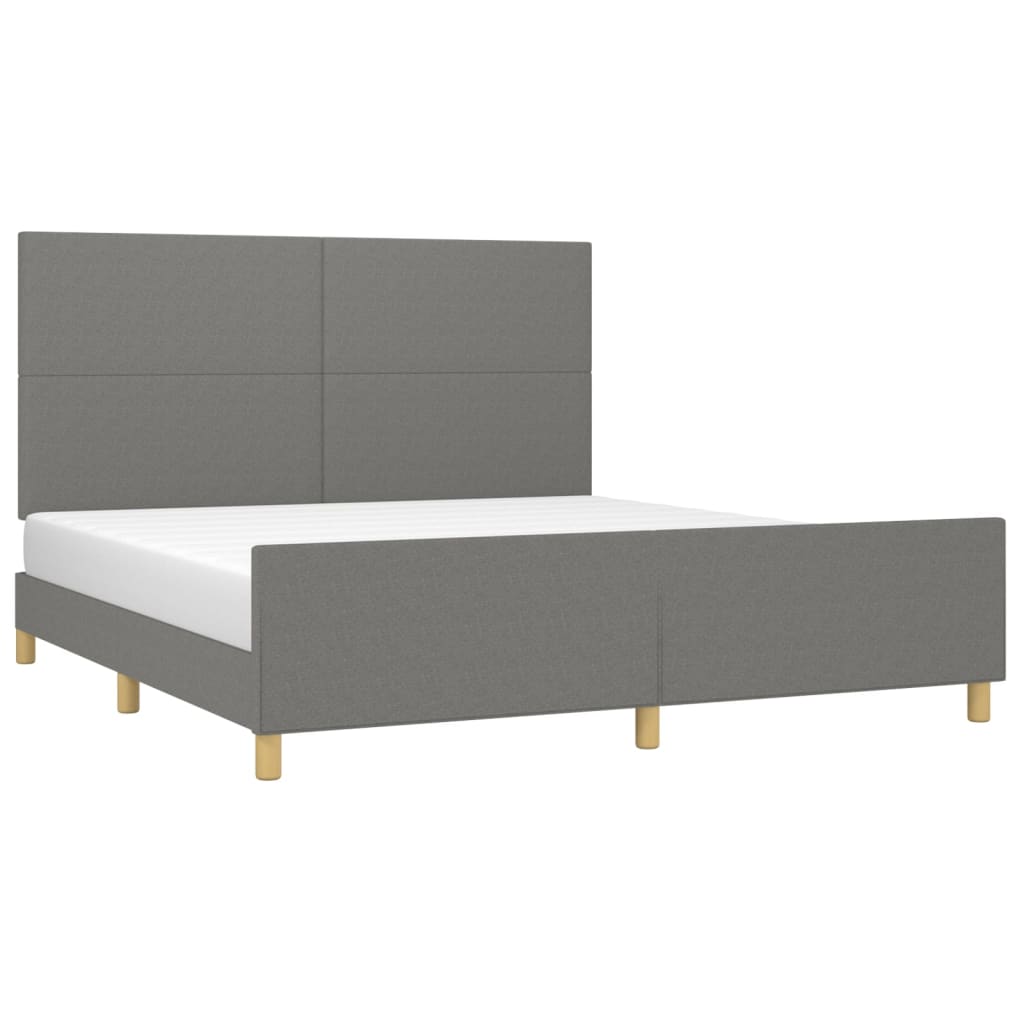 Cadre de lit sans matelas gris foncé 160x200 cm tissu - XIOS