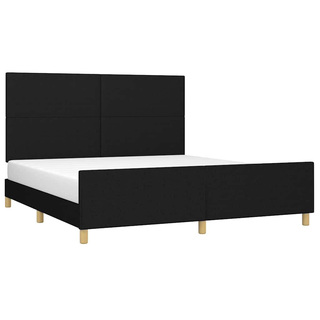 Cadre de lit sans matelas noir 160x200 cm tissu - XIOS