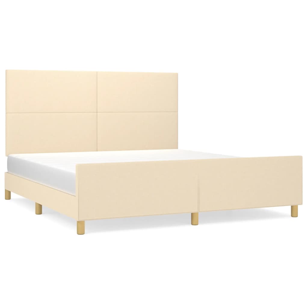 Cadre de lit sans matelas crème 160x200 cm tissu - XIOS