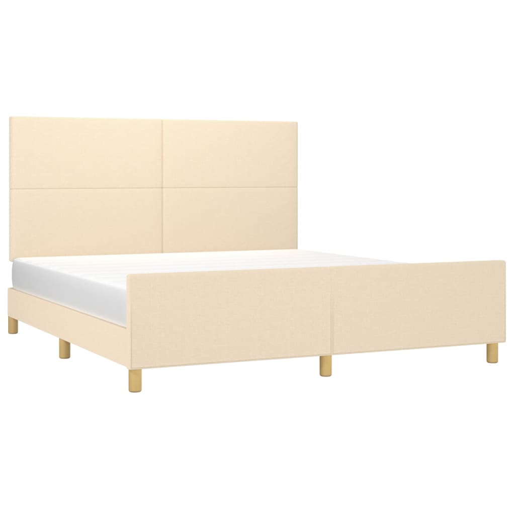 Cadre de lit sans matelas crème 160x200 cm tissu - XIOS