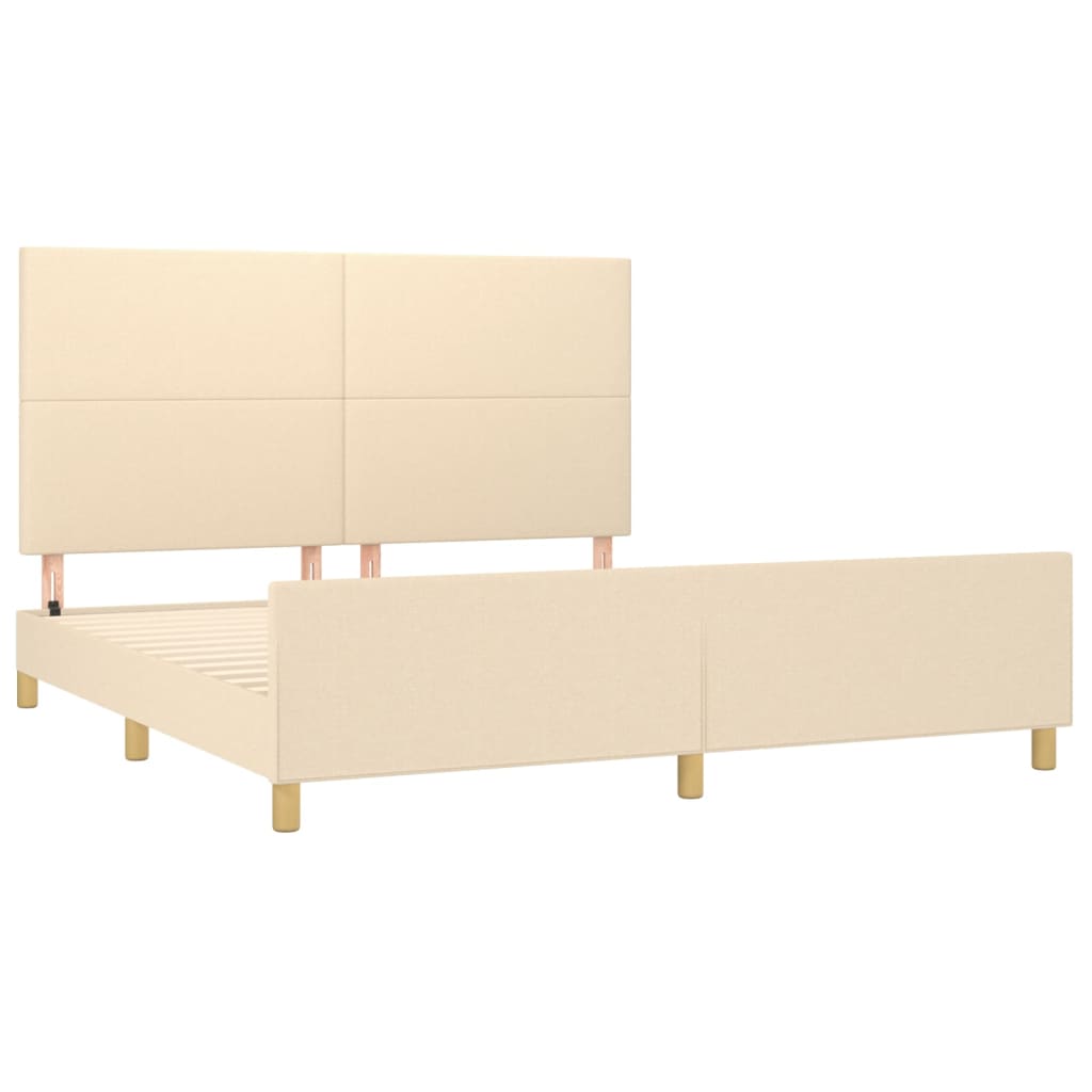 Cadre de lit sans matelas crème 160x200 cm tissu - XIOS