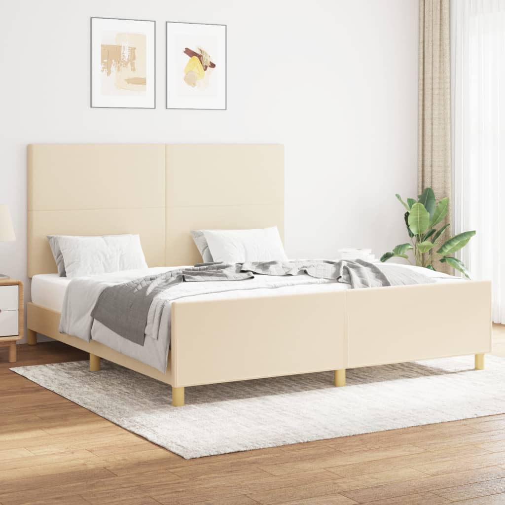 Cadre de lit sans matelas crème 160x200 cm tissu - XIOS