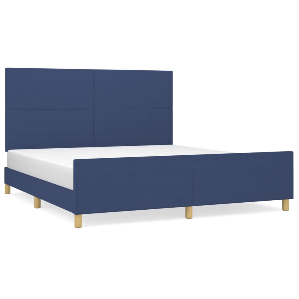 Cadre de lit sans matelas bleu 160x200 cm tissu - XIOS
