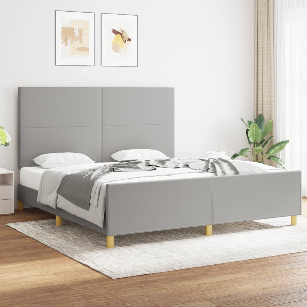 Cadre de lit sans matelas gris clair 180x200 cm tissu - XIOS