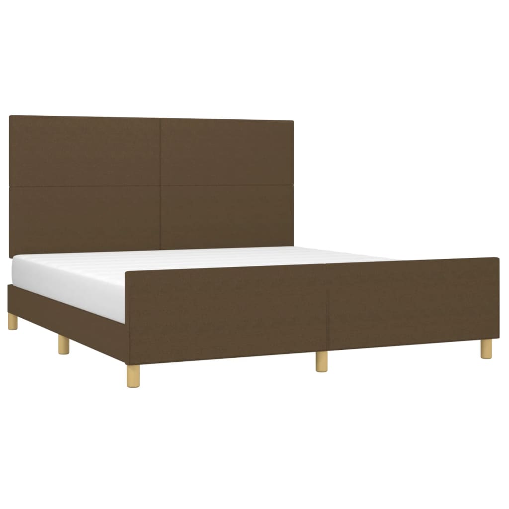 Cadre de lit sans matelas marron foncé 180x200 cm tissu - XIOS