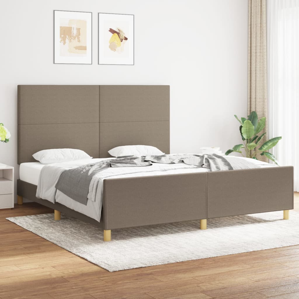 Cadre de lit sans matelas taupe 180x200 cm tissu - XIOS
