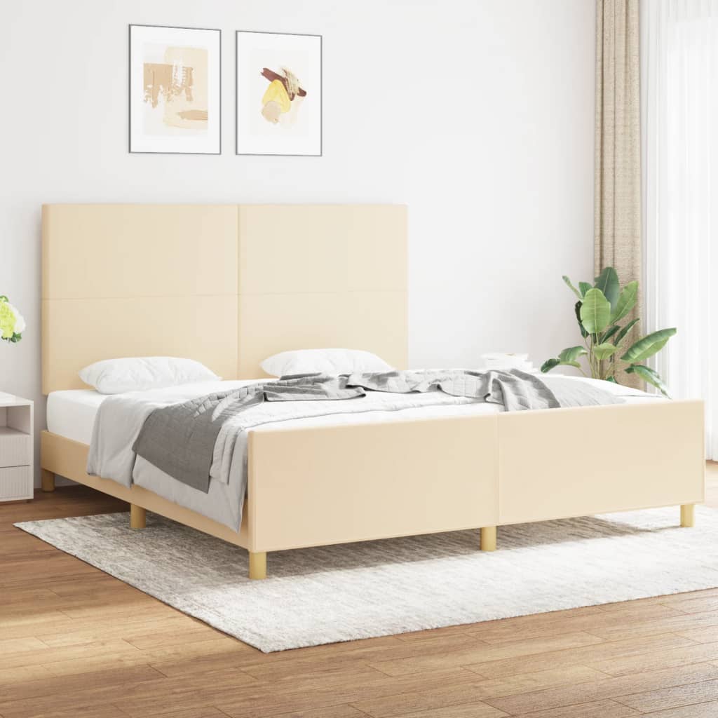 Cadre de lit sans matelas crème 180x200 cm tissu - XIOS