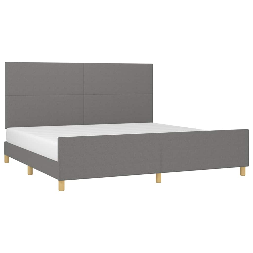 Cadre de lit sans matelas gris foncé 200x200 cm tissu