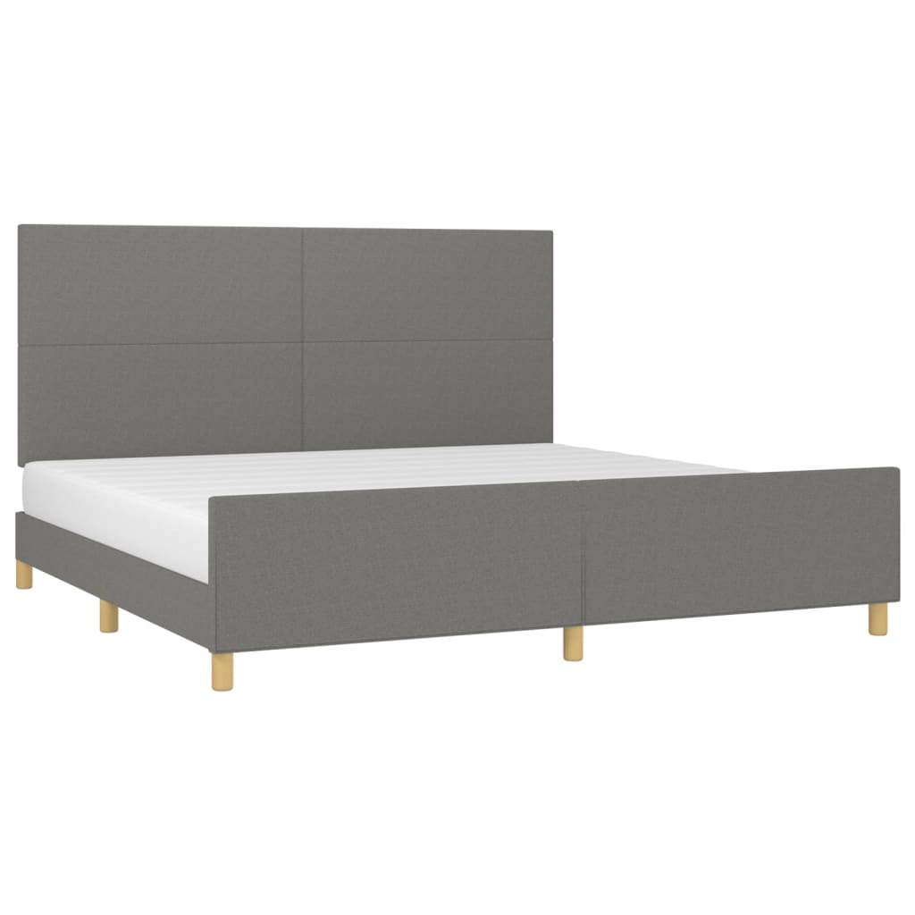 Cadre de lit sans matelas gris foncé 200x200 cm tissu - XIOS