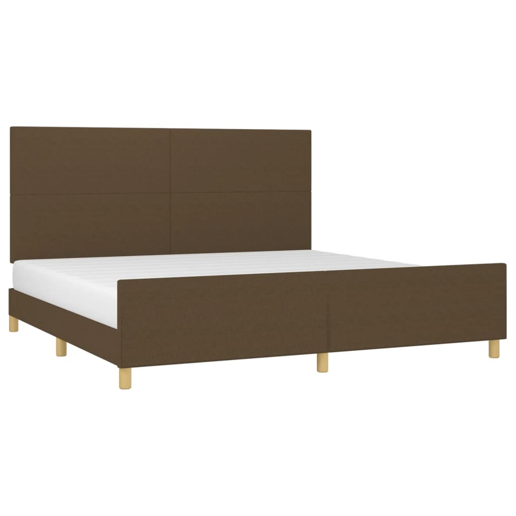 Cadre de lit sans matelas marron foncé 200x200 cm tissu - XIOS