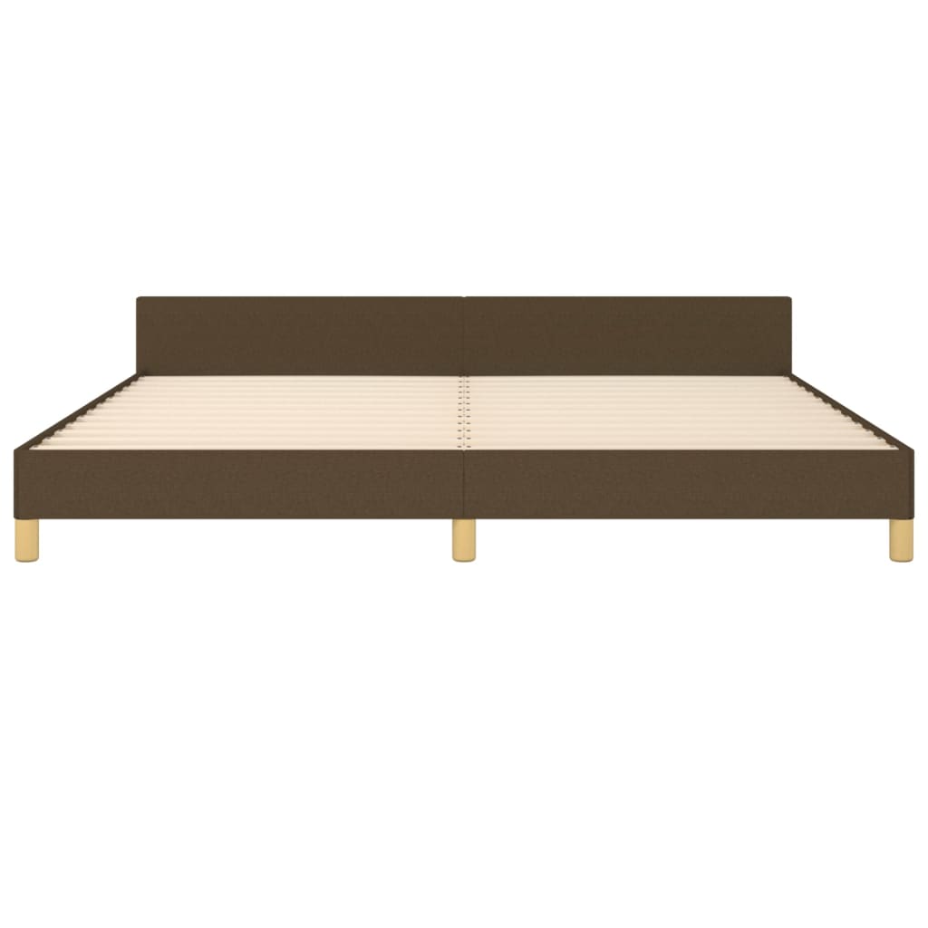 Cadre de lit sans matelas marron foncé 200x200 cm tissu - XIOS