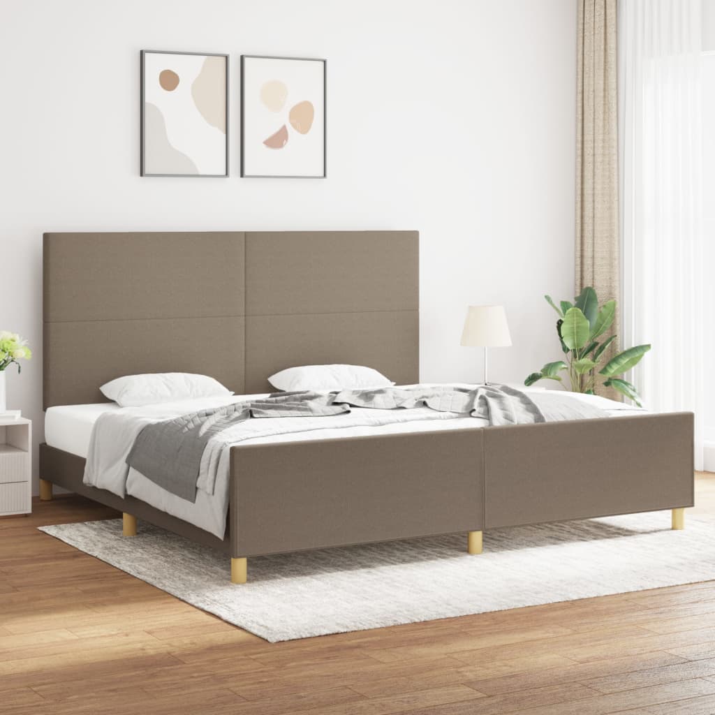 Cadre de lit sans matelas taupe 200x200 cm tissu - XIOS