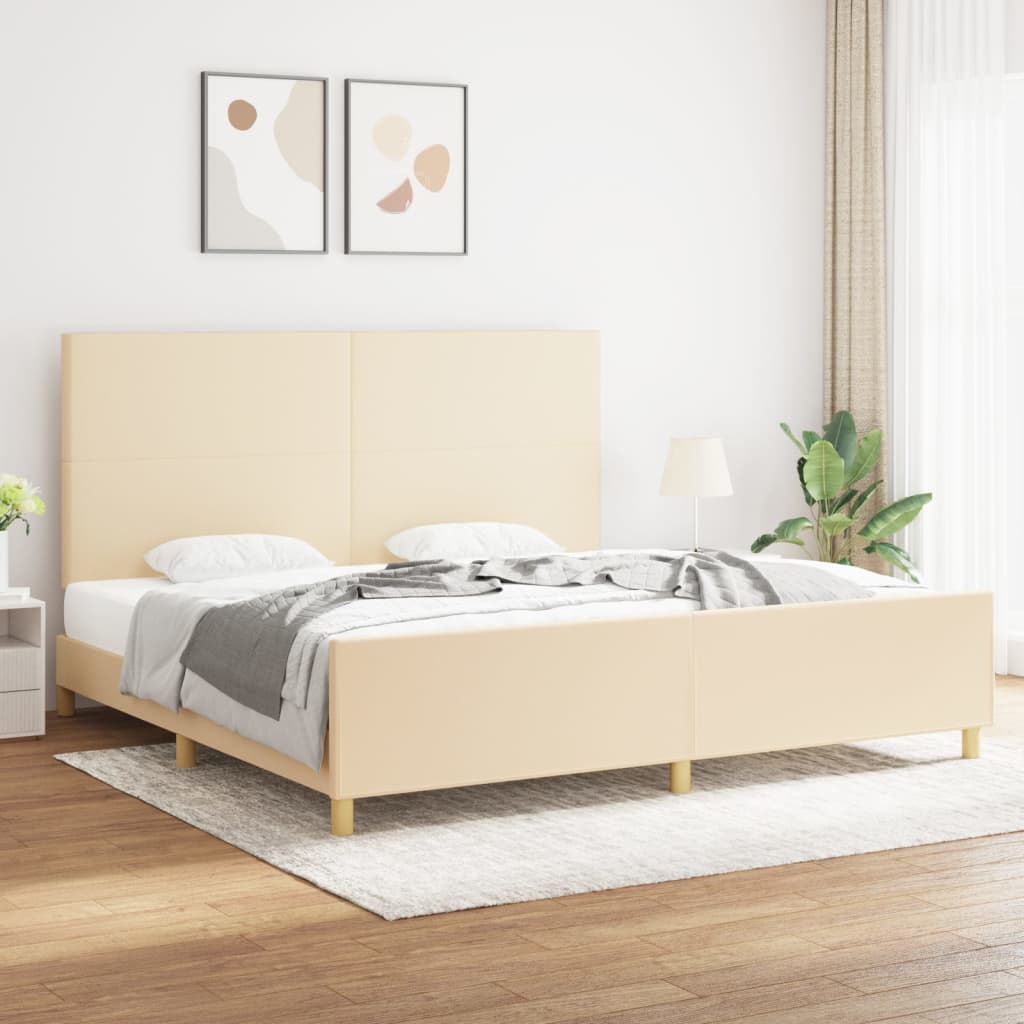 Cadre de lit sans matelas crème 200x200 cm tissu - XIOS
