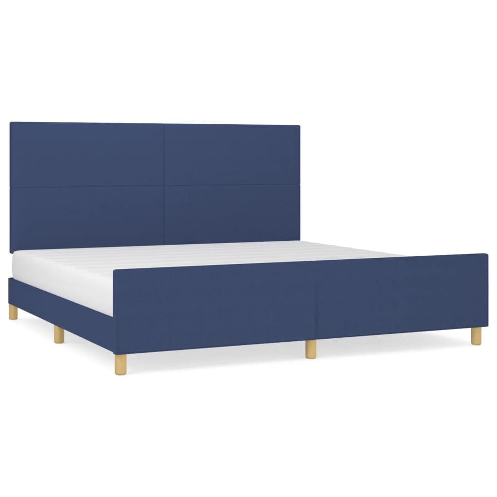 Cadre de lit sans matelas bleu 200x200 cm tissu - XIOS