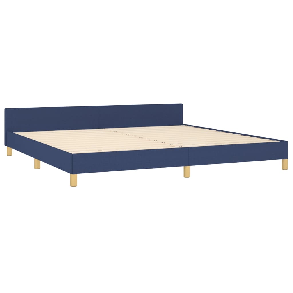 Cadre de lit sans matelas bleu 200x200 cm tissu - XIOS