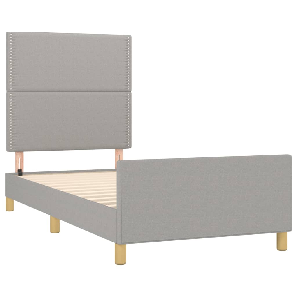 Cadre de lit sans matelas gris clair 90x190 cm tissu - XIOS