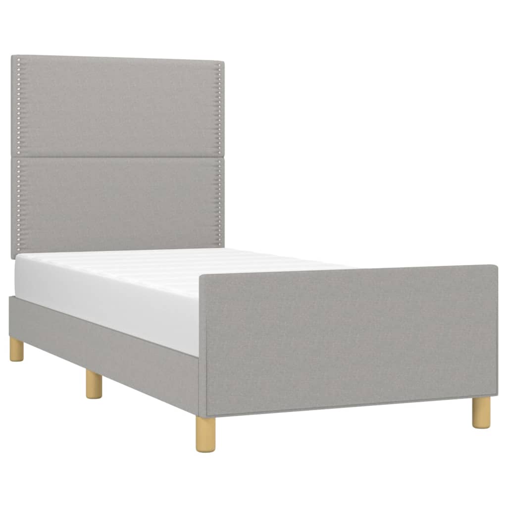 Cadre de lit sans matelas gris clair 100x200 cm tissu - XIOS