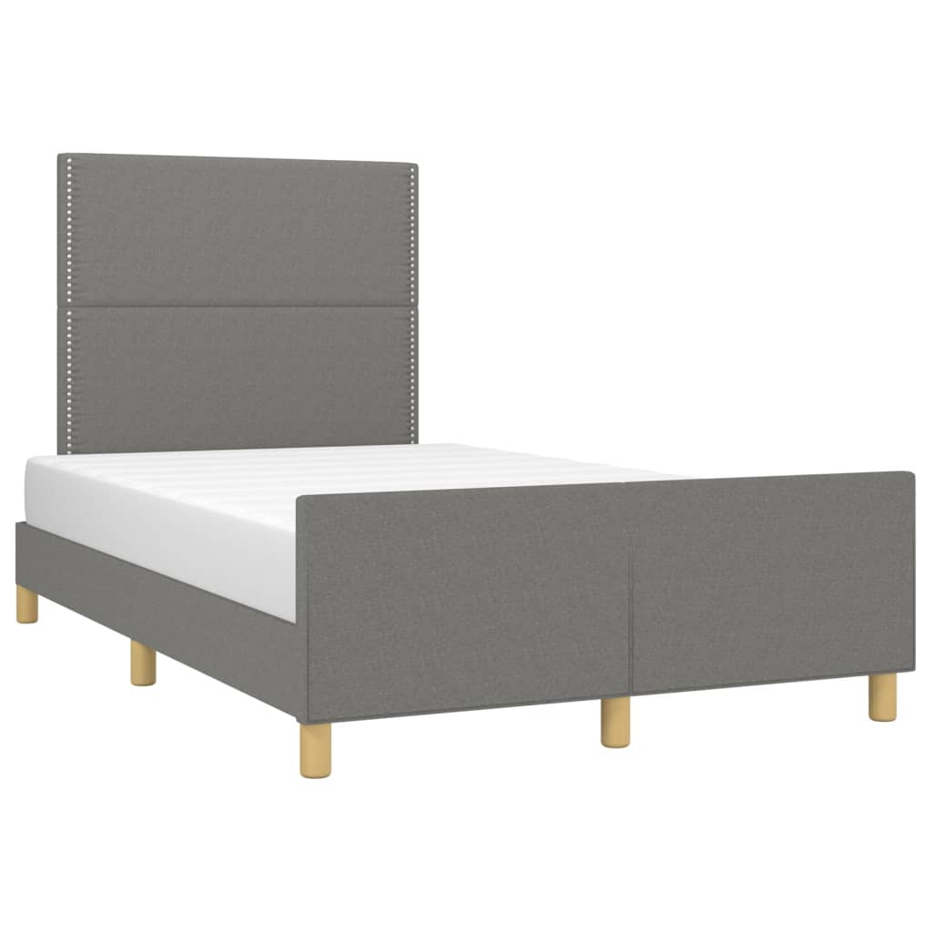 Cadre de lit sans matelas gris foncé 120x200 cm tissu - XIOS