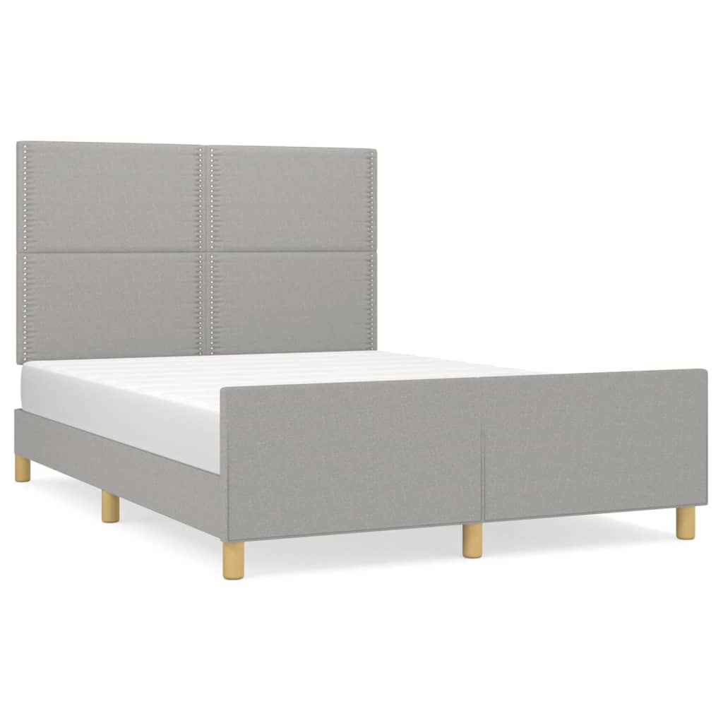 Cadre de lit sans matelas gris clair 140x190 cm tissu - XIOS