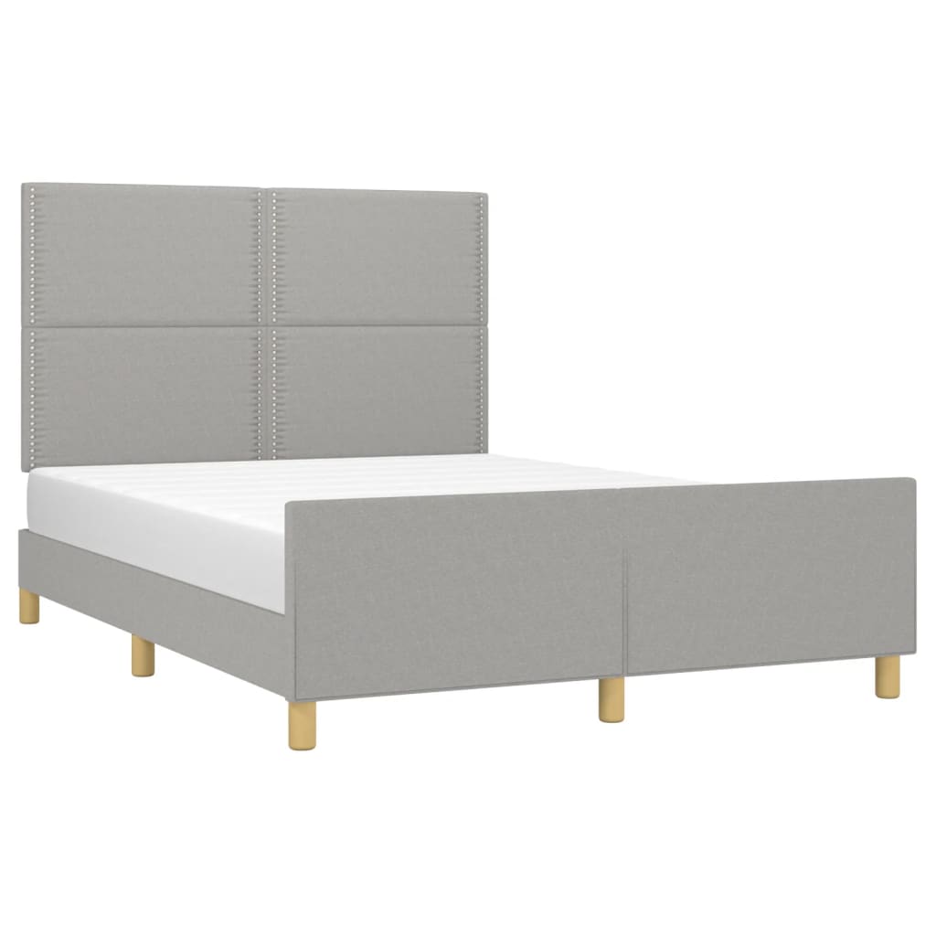 Cadre de lit sans matelas gris clair 140x190 cm tissu - XIOS
